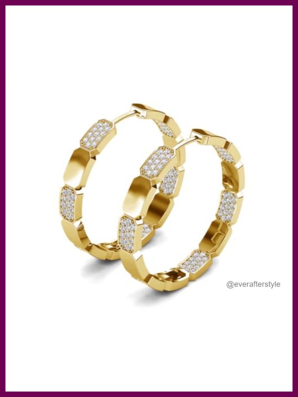 14K Gold Plated Cubic Zirconia Hoop Earrings